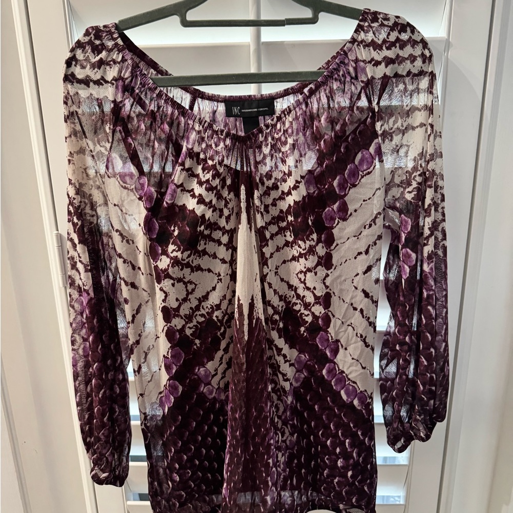 INC Purple Patterned Women's Blouse